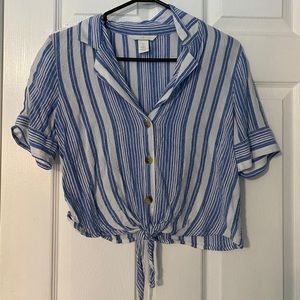 Zara striped collared t shirt